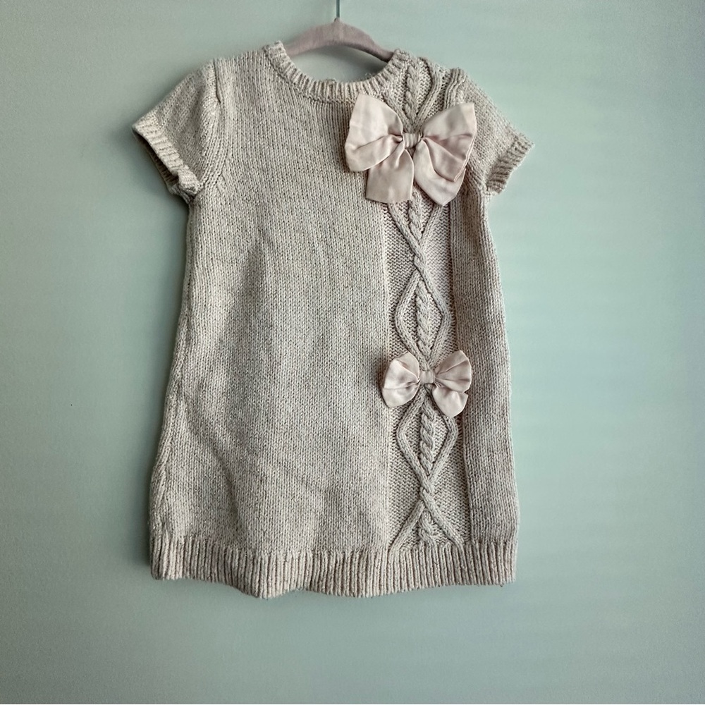 Maggie & Zoe Pink Knit Dress with Bow Detail